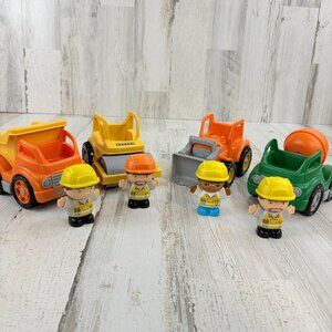 Lot of 4 Construction Vehicles Workers Men Steamroller Cement Mixer Playgo Toys
